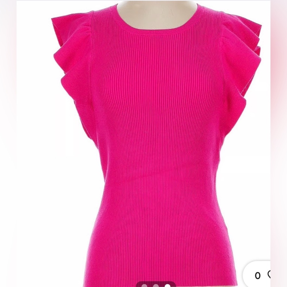 RORY TOP Rib Knit Ruffle Tee size small - Picture 2 of 8